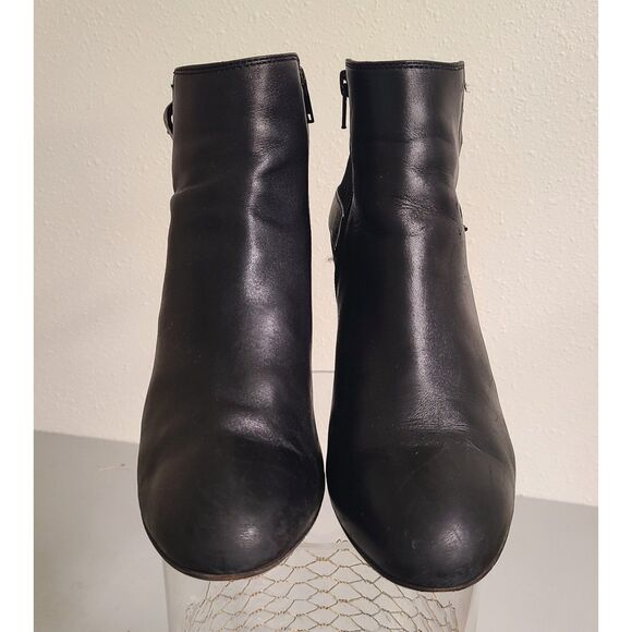 AGL Black Leather Ankle Wedge Booties Double Buckle US 9/9.5 - Picture 4 of 6